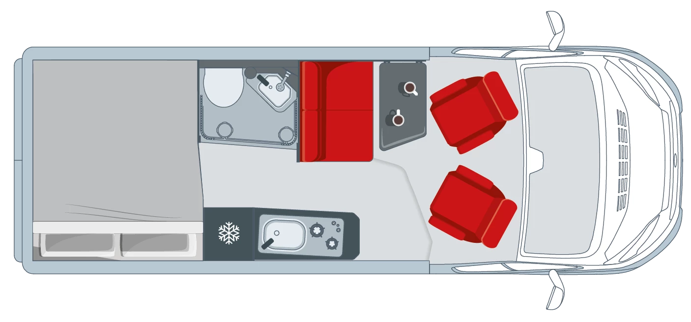 Plan d'implantation intérieur du fourgon Pilote V600G