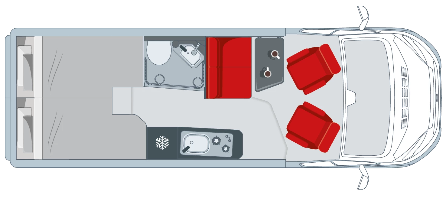 Plan d'implantation intérieur du fourgon Pilote V630J
